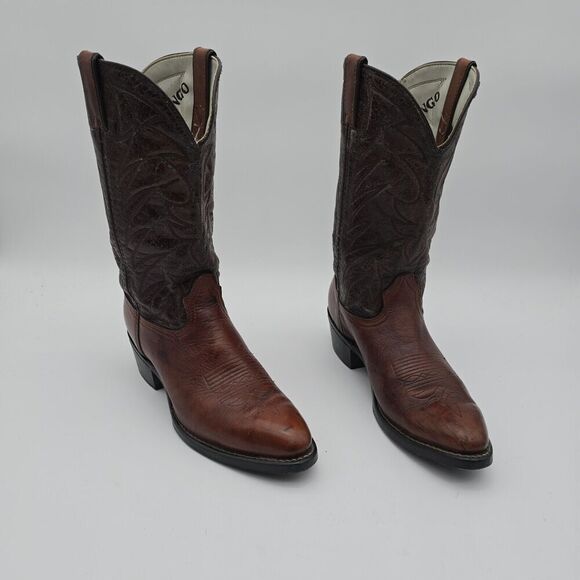 Durango Cowboy Boots Mens 9.5 D Brown Red Leather Western USA Vintage - Picture 1 of 11